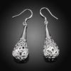 Silver Plated Hollow Water Drop Earrings for Women