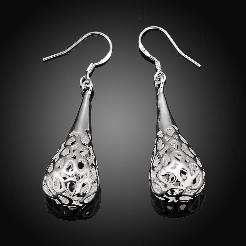 Silver Plated Hollow Water Drop Earrings for Women