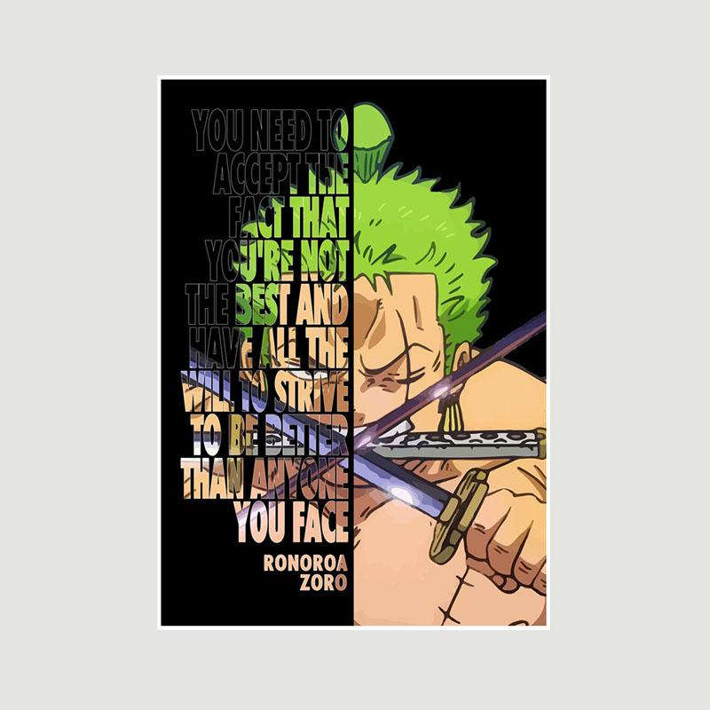 Vintage Inspirational Quote Poster Anime Finger Luffy Deku Posters White Paper Text Art Pictures Home Decor Bar Decoration Painting Interior Mural