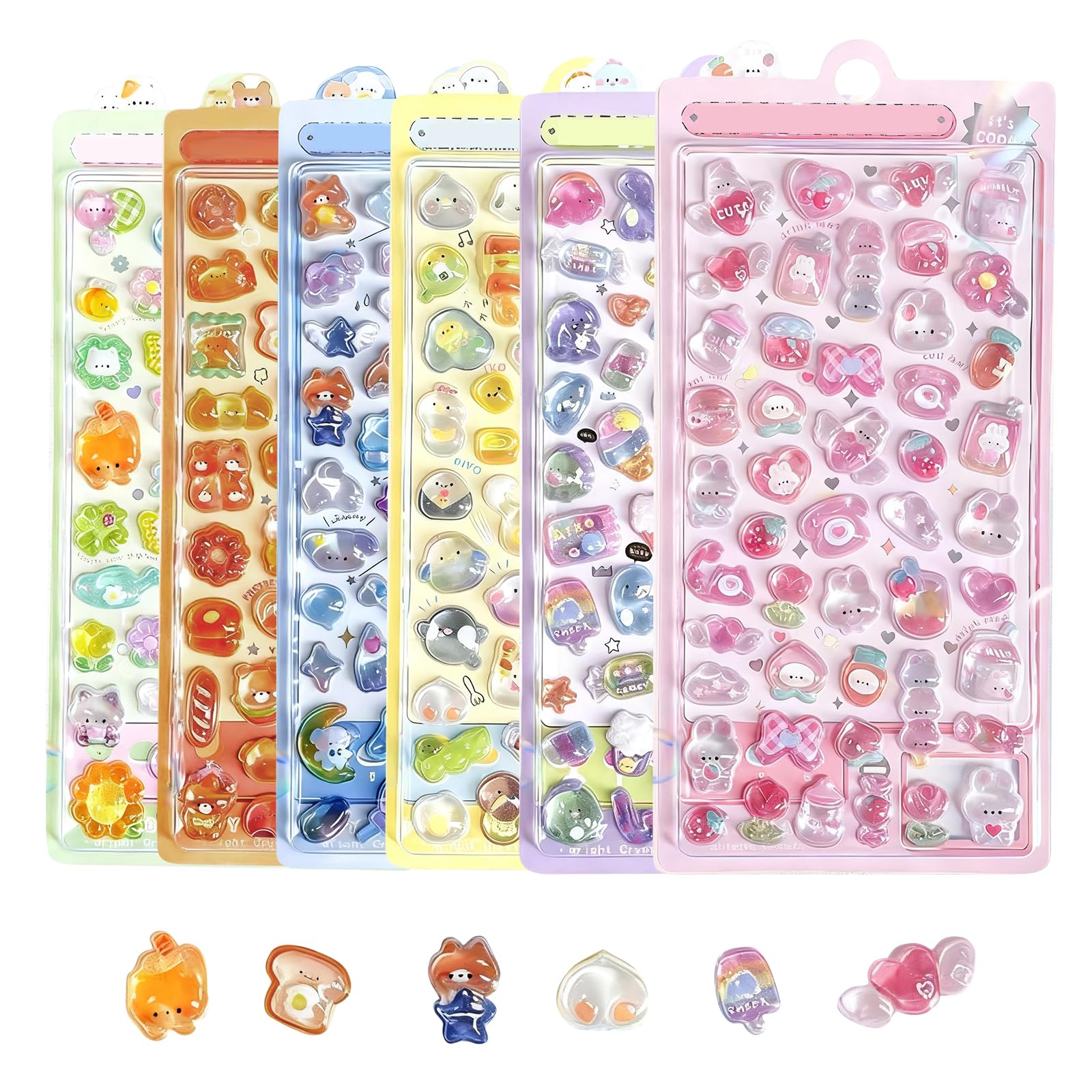 

UbeFuu Puffy 3D Sticker Set 6 Pieces Cute Girl and Animal Designs Soft Texture Notebook Journal Envelope Decoration Long-Term Preservation