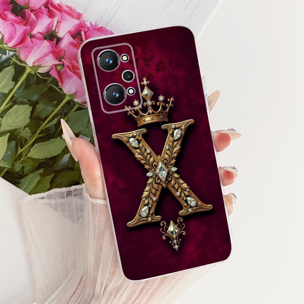 

Transparent Cover For Realme Q5 Pro Case RMX3372 Luxury Crown Letters 2D Flat Pattern Soft Phone Case For Realme GT Neo2 RMX3370 Realme GT Neo 2