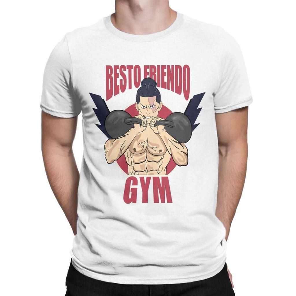 Męskie Koszulki Besto Friendo Siłownia JJK Todo Nowość Bawełniana Koszulka Krótki Rękaw Anime Koszulki Okrągły Dekolt Topy Duży Rozmiar