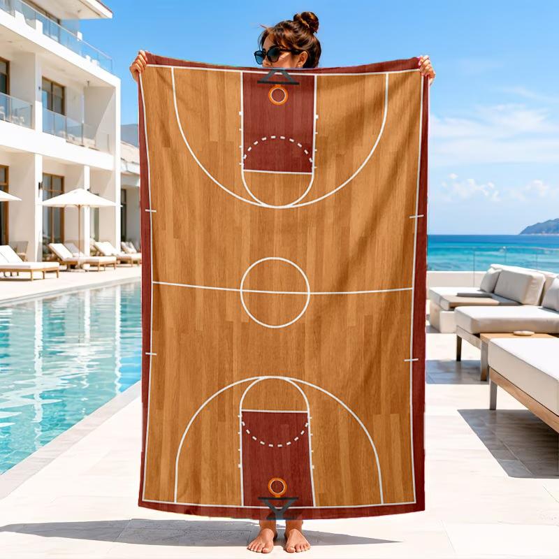 Basketball On Fire And Ice Beach Towel, Microfiber Beach Towel, Perfect For Pool, Beach, Travel, Home Decor Beach Party Fan Gifts