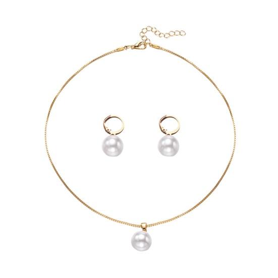 2 ks/sada Dámská sada šperků Náušnice Huggie z umělých perel Nastavitelný náhrdelník Formální příležitost Prom Party Visací náušnice Lady Weddings Šperky
