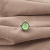 Green Cat's Eye Gemstone Ring, 925 Solid Sterling Silver Jewelry, Handmade Spiritual Ring For Wedding Gift