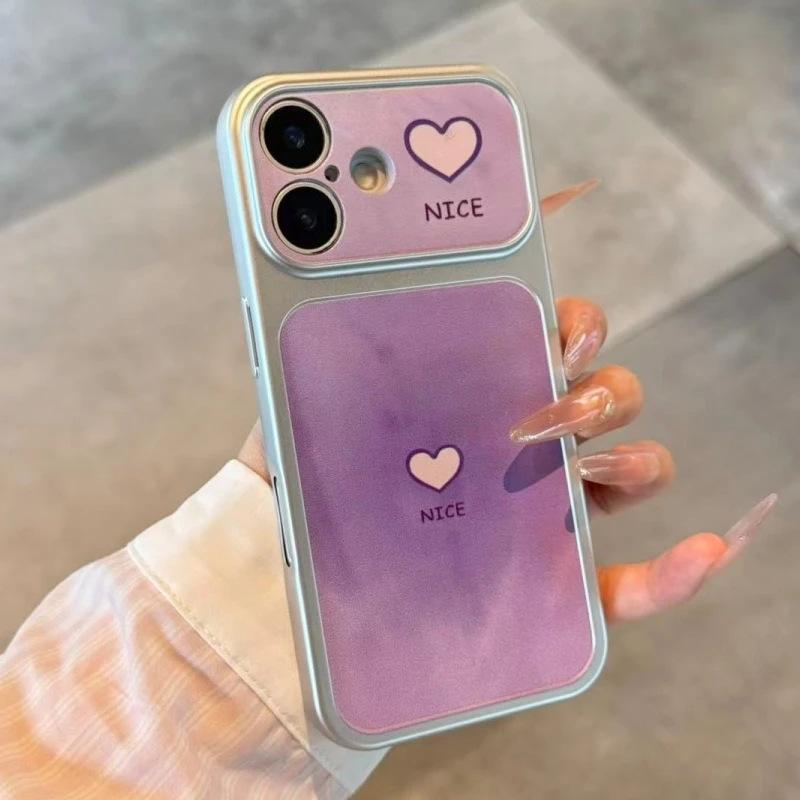 Ins Pink and Purple Smudge Love Applies To iPhone17 Electroplated Mobile Phone Case Apple 16 Large Windows 15/14 Personality 13