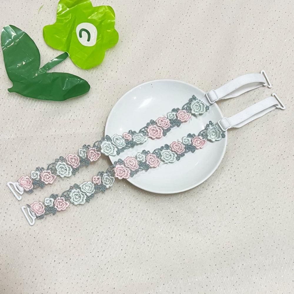 Adjustable Floral Bra Straps with Lace Trim Flower Lingerie Strap Fashion Underwear Strap Women