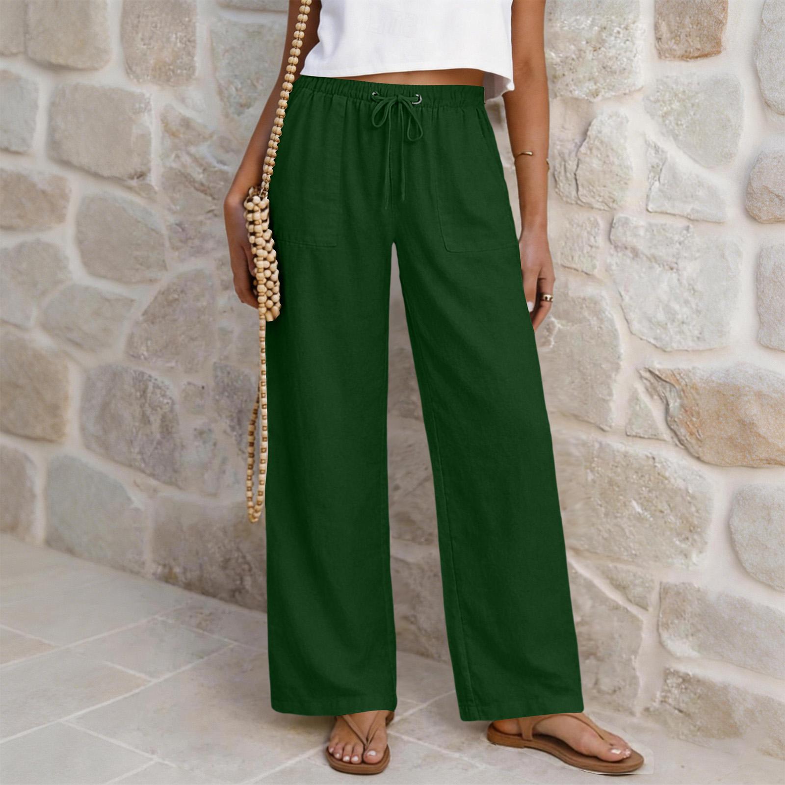 

Women s Casual Drawstring Waist High Waist Wide Leg Pants Loose Fit Straight Leg Trousers Lightweight Comfortable Everyday Wear XXL