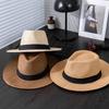 Foldable Roll Up Short Brim Trilby Hat Panama Beach Hat Fedora Straw Sun Hat for Men Women, Ideal Choice for Gifts