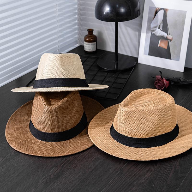 Foldable Roll Up Short Brim Trilby Hat Panama Beach Hat Fedora Straw Sun Hat for Men Women, Ideal Choice for Gifts
