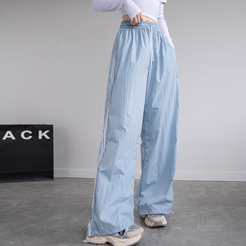 Uncle Carrot Women's Quick-Dry Striped Wide-Leg High-Waisted Sports Pants - Spring 2025 Collection