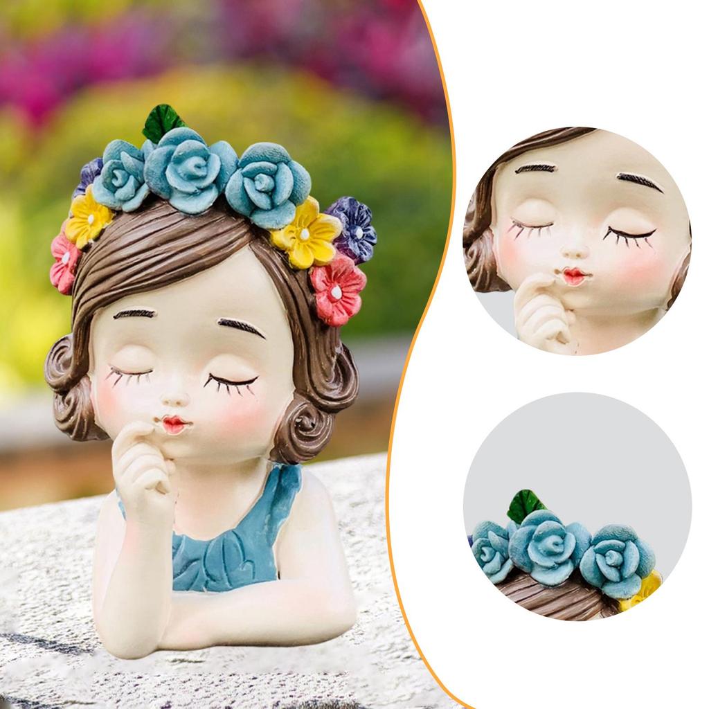 Girl Flower Pot Sculpture Planter Organizer Decorative Vivid Plant Container Flower Vase for Home Kitchen Outdoor Desk Indoor