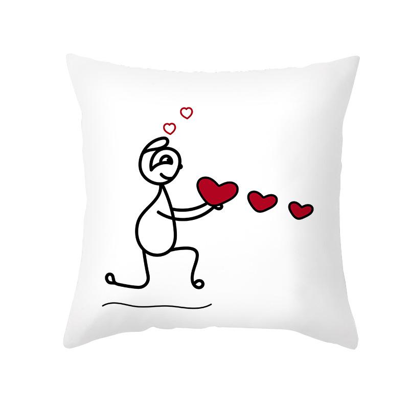 Valentine's Day Pillow Cover Couple Love Cushion Cover Peach Skin Fur Home Bedroom Sofa Cushion Cover