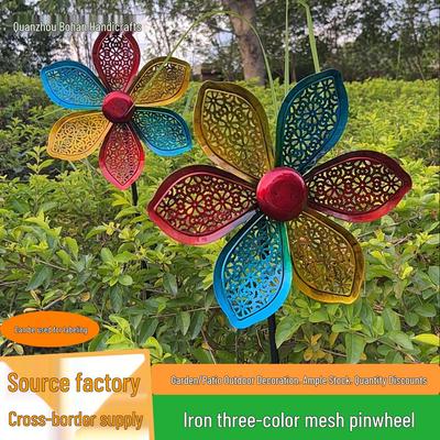 Nordic Iron Art Windmill: Creative Outdoor Garden Ornament for Courtyard and Kindergarten Landscaping.
