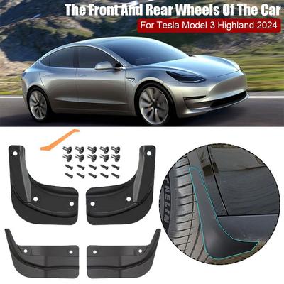 Voor Tesla Highland 2024 Spatlappen Spatschermen Winter Spatborden Voor Achter Spatbordbeschermer Auto Accessoires