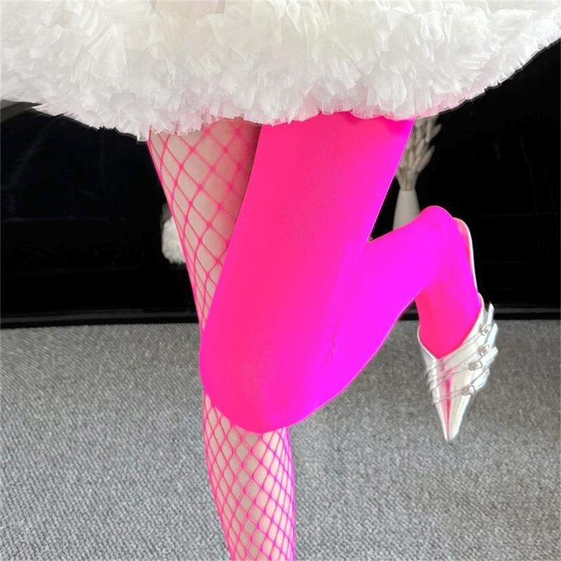 Stilvolle Samt- und Netzstrumpfhosen mit Farbblock-Design, elastisches Nylonmaterial, Strumpfhosen für modebewusste Outfits