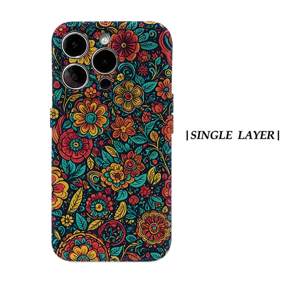 

Bohemian Folk Flower Phone Case for IPhone 17AIR 16E 16 15 14 13 12 11 17 Pro Max Plus Double-layer Back Cover IPHONE17PROMAX
