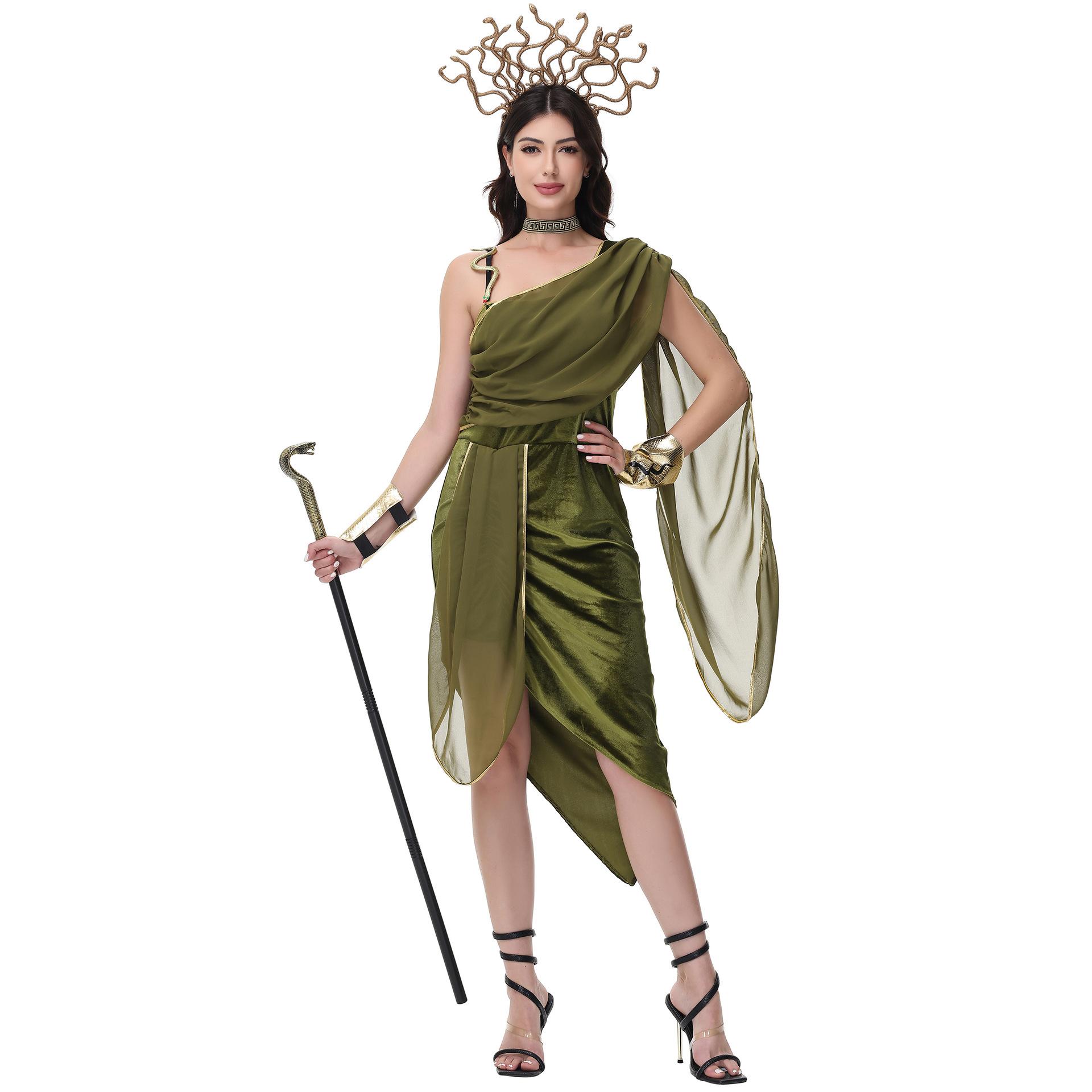 

Ancient Egyptian Medusa Greek Muse Queen cos costume, Roman performance costume, Halloween costume M