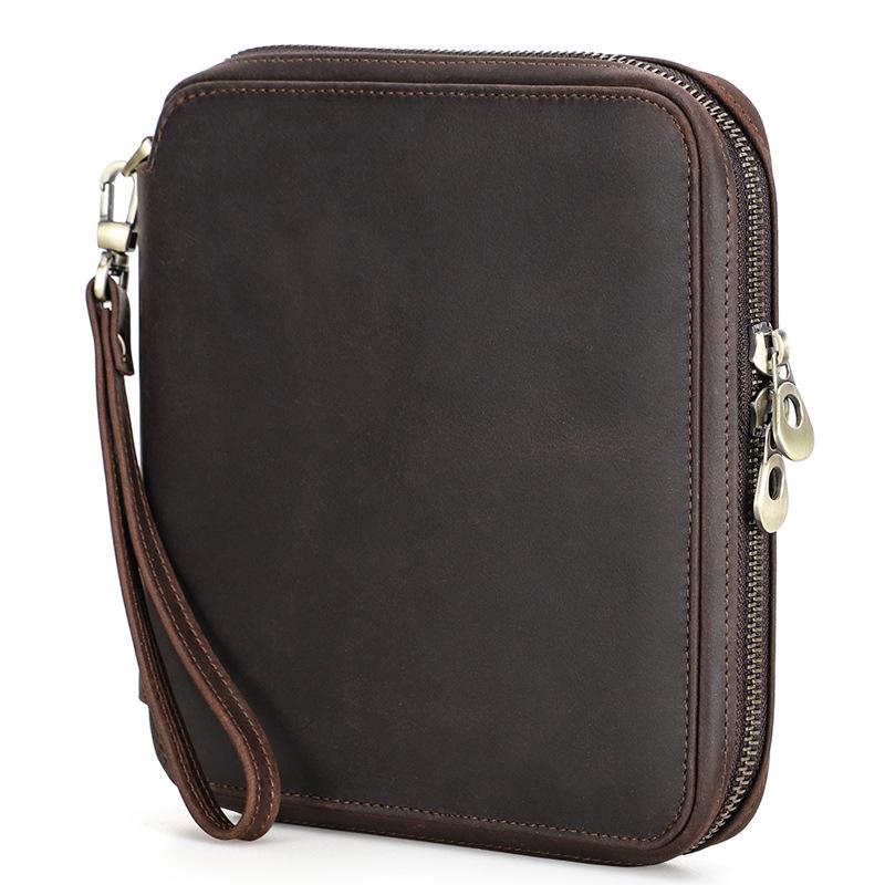 Vintage Leather Watch Travel Case - Six-Piece Genuine Leather Wristwatch Box кофейный