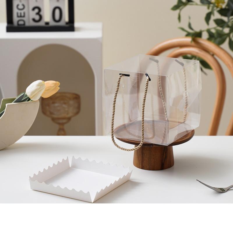 Thickened PET Rectangular Cake Box Transparent Dessert Packaging Case Handheld Biscuit Dessert Boxes 10pcs Empty Box Without Food Portable