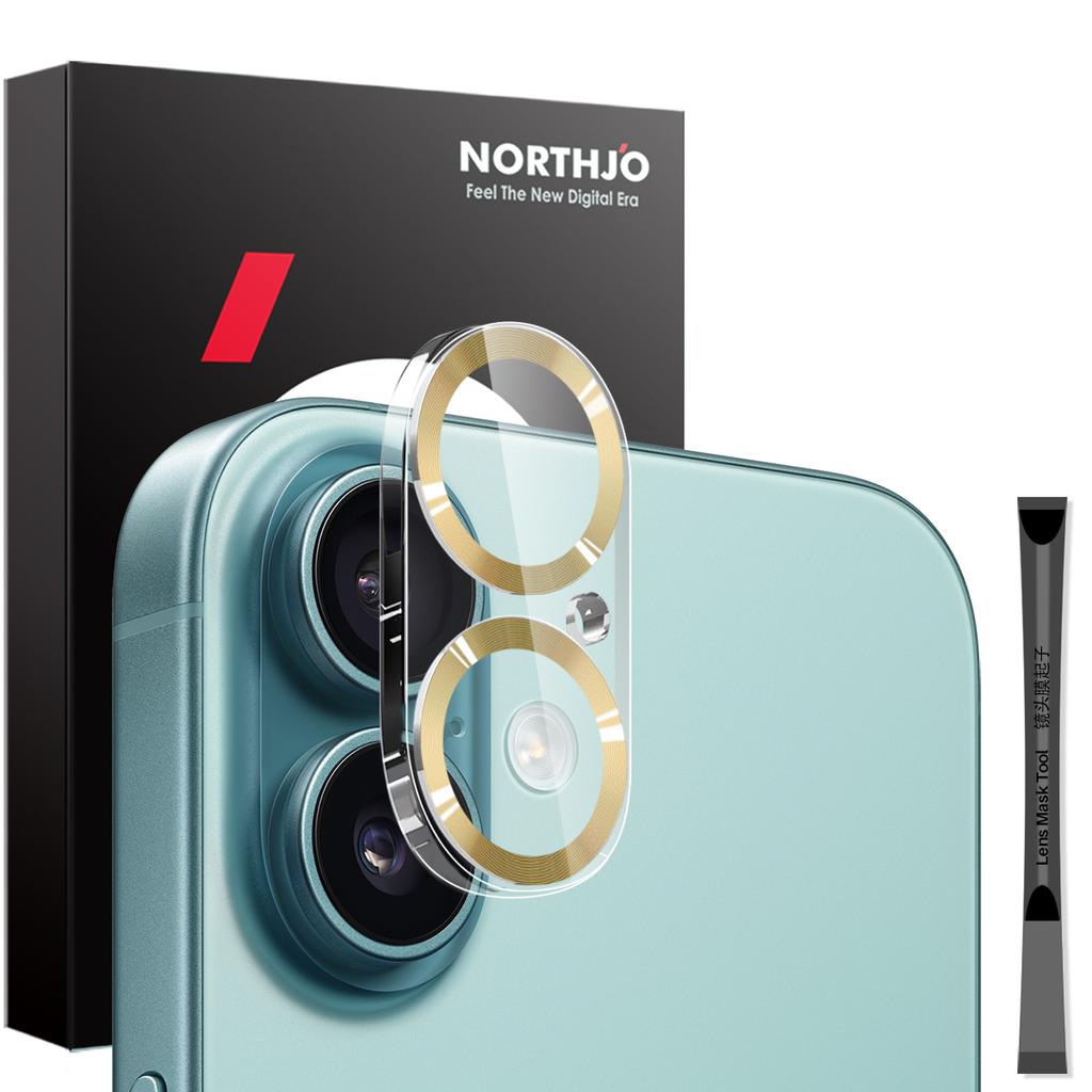 NORTHJO For iPhone 16/16 Plus Camera Lens Protector 3D CD Veins Integrated Clear Camera Lens Film