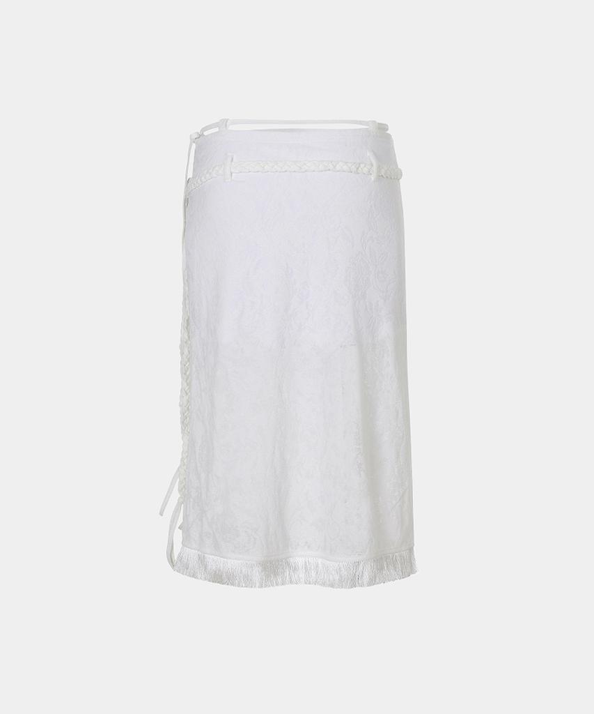 Lupeon Corsage Fringe Skirt / Corsage Fringe Skirt [White]
