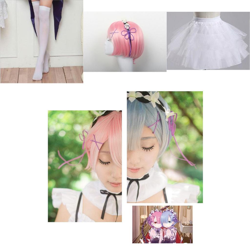 Elegant Zero Kara Hajimeru Isekai Seikatsu Twins Ram/rem Versatile Cosplay Maid Dress With Matching Headwear