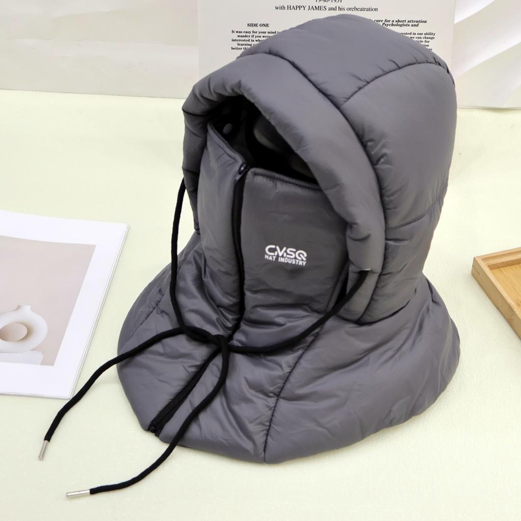 Down cotton Lei Feng hat female winter cycling electric vehicle warm mask scarf integrated outdoor windproof headgear ear protection hat