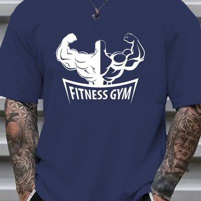 Fitness Gym Muscle Graphic Print T-Shirt Breathable Cool, Comfortable Wear,Daily Casua