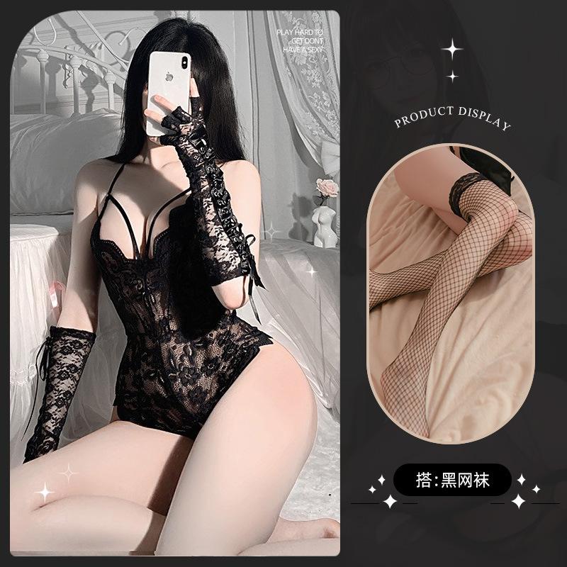 Sexy Lingerie Lace Perspective Seduction Sexy Hot Onesie Open Crotch Passion Free from Pure Desire