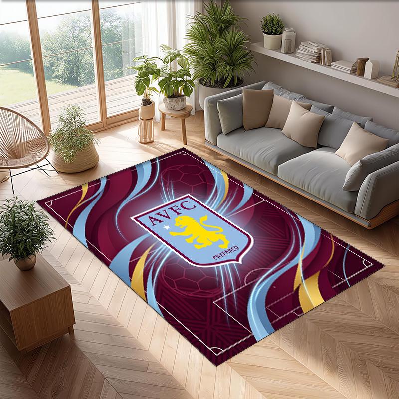 Tappeto in Velluto di Cristallo con Stampa Calcio Aston Villa, Comodo Assorbente d'Acqua Antiscivolo Tappeto per Pavimenti Interni