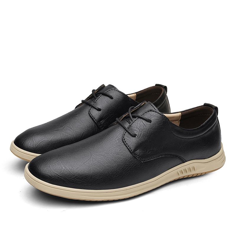 868 Men'S Shoes Casual Shoes Spring Low-Top Leather Dress Gentleman Casual Shoes British Single Shoes Lace-Up Flat Bottom