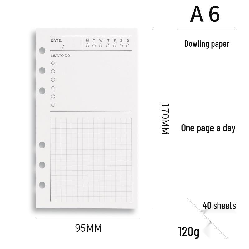 A6 Loose-Leaf Multi-Functional Planner: Daily/Weekly Plan & Accounting Inserts - Removable Inner Pages Replacement
