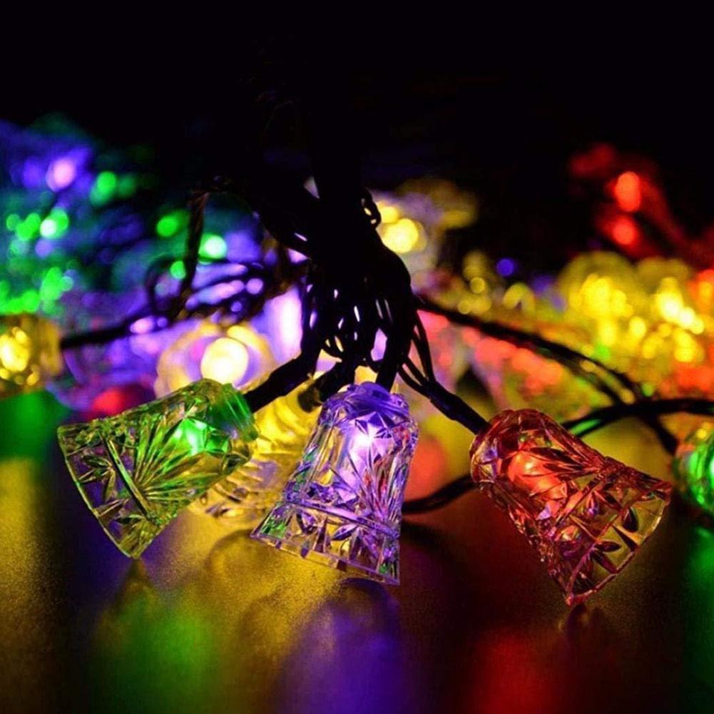 20LED Christmas Jingling Bell Solar String Lights Outdoor Waterproof String Lights Carved Festival Decorative Lamps