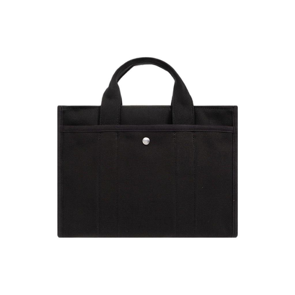 Coach Cargo 34 Logo Zip Canvas And Satin Shoulder Crossbody Tote Bag Large Women Handbags Black CP158-LHBLK