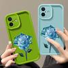 Husă Moale Mată cu Imprimeu Floare Roz Cristal Albastru Pentru iPhone 16 Pro Max 15 14 Pro 13 12 11 XS XR 8 7 Protecție Obiectiv Rezistentă la Șocuri Husă Telefon TPU