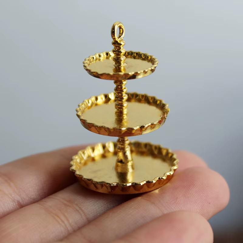 1/12 Scale Cute Mini Macaron Miniature Dollhouse Cake Tripod Pretend Play Simulation Food for Doll Kitchen Toy Accessories