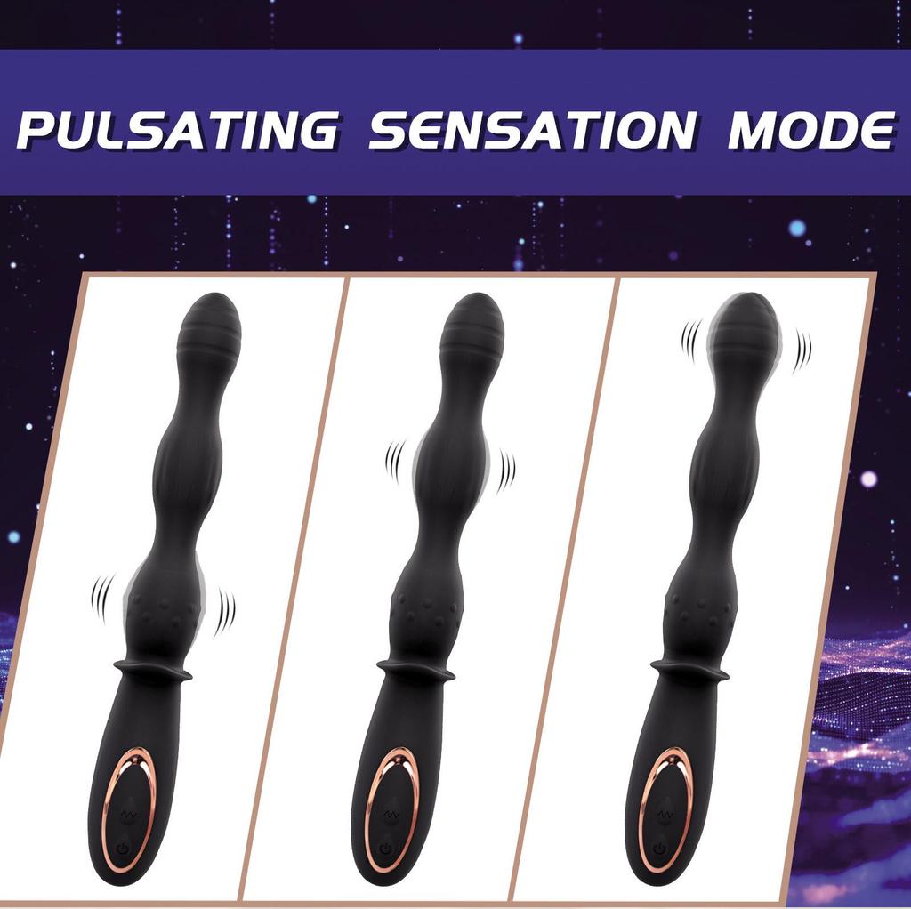 Automatic LED Vibrating Anal Plug with Retractable Bead and Massage Function