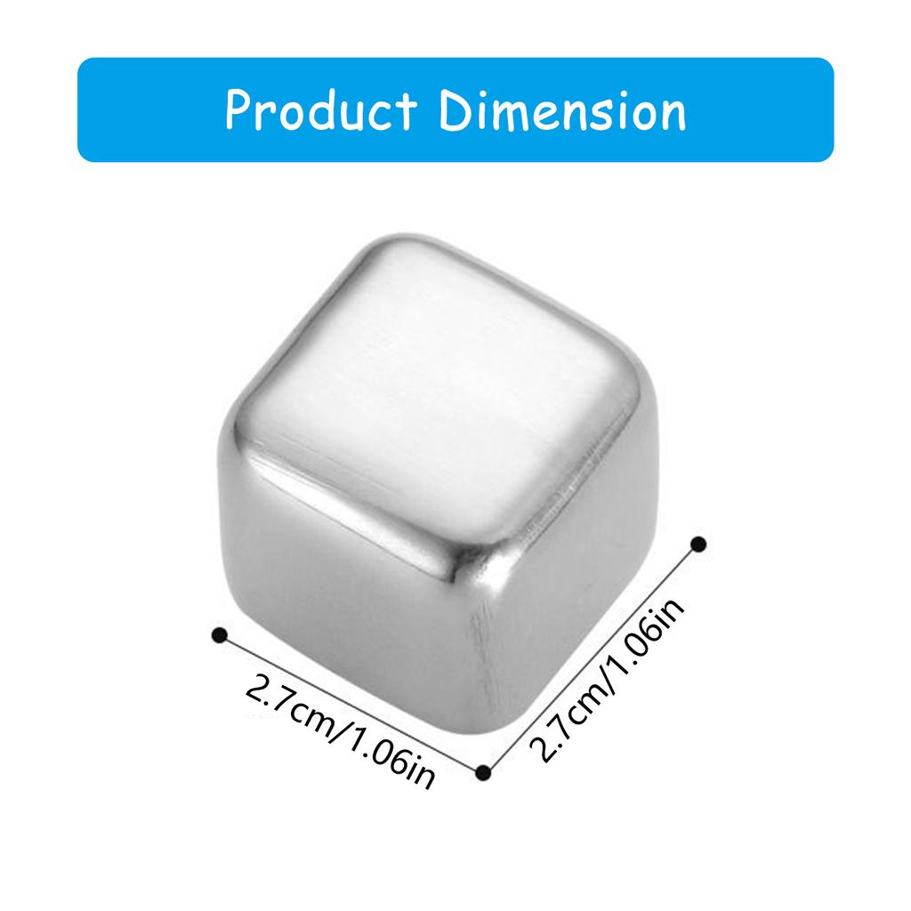 12Pcs 304Stainless Steel Ice Cube Set with Tongs Drinking Chilling Stone Metal Ice Chilling Ice Suitable for Cooling