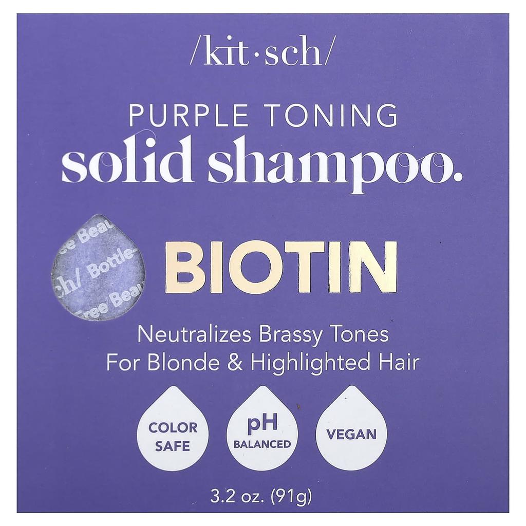 Purple Toning Solid Shampoo Bar, Biotin, Orange Blossom & Jasmine, 91G(3.2Oz)