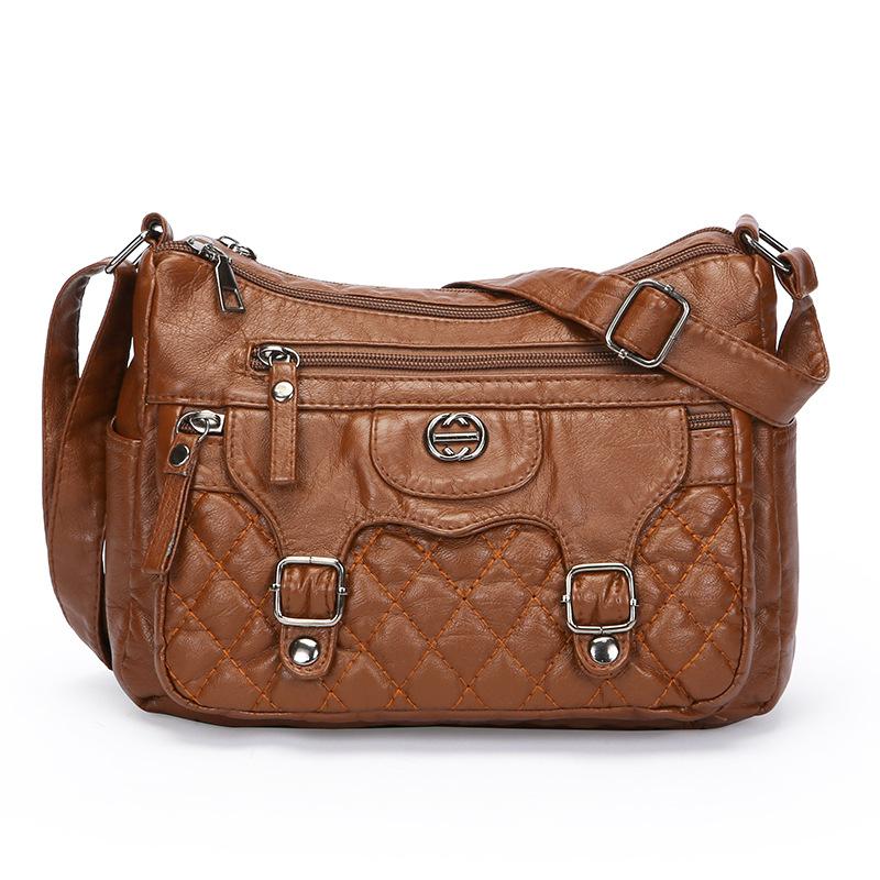 

Многослойная мягкая кожаная сумка через плечо женская сумка через плечо сумка для мамы среднего возраста коричневый