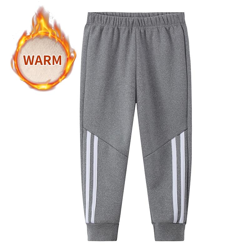 3/1 Piece Winter Children Plus Velvet Fashion Sweatpants Boys Casual Minimalist Pants Girls Joker Warm School Uniform Pants 100