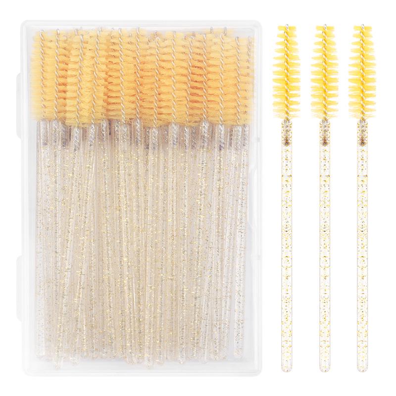 50-Pack Disposable Eyelash & Eyebrow Brushes with Crystal Rods