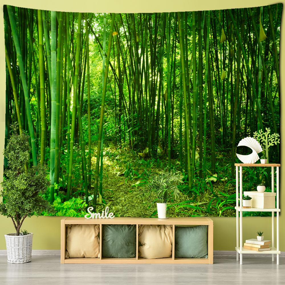 Bamboo Forest Trail Tapestry Wall Hanging Natural Scenery Bohemian Art Hippie Tapiz Dormitory Home Decor