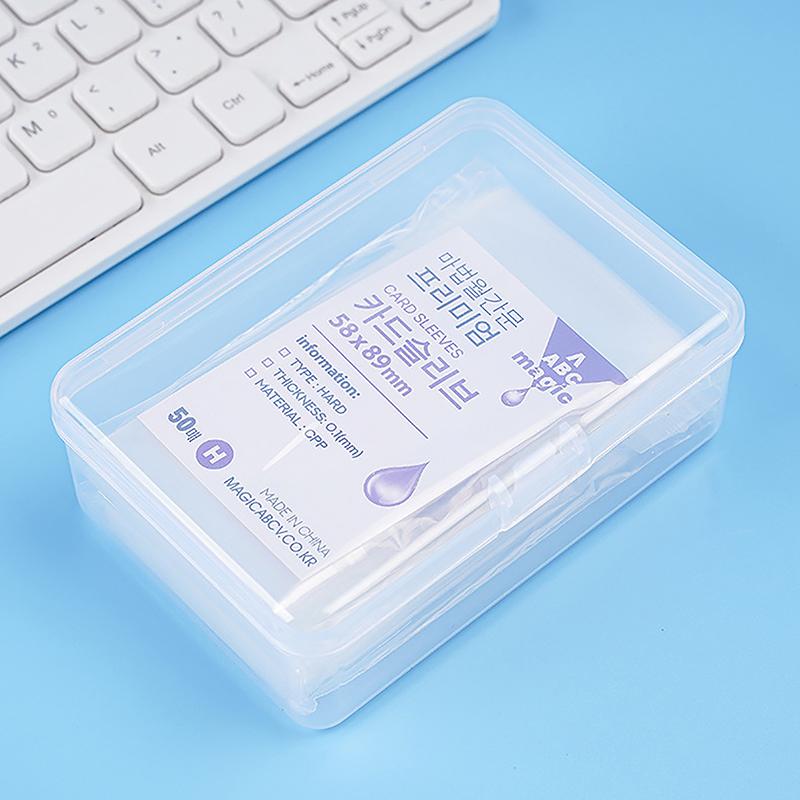 Ins Transparent Plastic Storage Box Pocards Small Card Storage Box Desk Organizer Box Classification Box Stationery