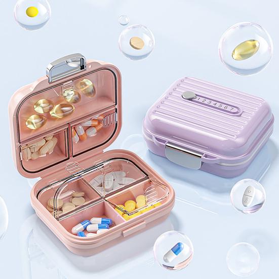 xiaobudian 7 Compartments Pill Box, with Sealing Ring And Lock Buckle, Waterproof Double-Layer Medicine Organizer, for Travel Daily Use