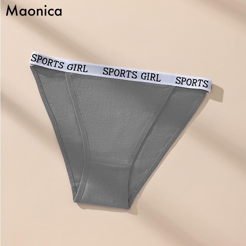 European Size Sexy Letter Sports Women's Underwear Side Hollow Briefs Breathable Seamless Pure Cotton Bikini Underwear