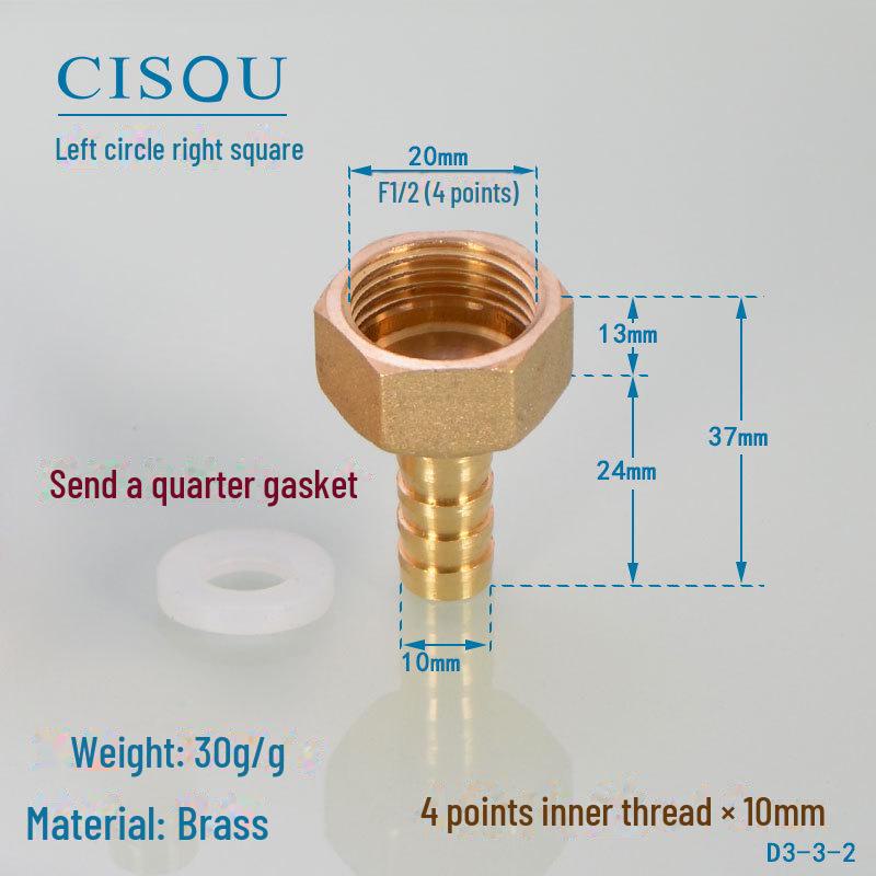 

Латунний 4-точковий з’єднувач для газового шланга з внутрішньою та зовнішньою різьбою, зелений перехідник Pagoda для труб 8, 10, 12 мм 4 points inner thread x10mm thickened