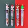 1Pc Multicolor 10 Colors Snowman Handwriting Santa Claus Writing Supplies Stationery Oil Pen Ballpoint Pen Christmas Ballpoint Holiday Gift Novelty St
