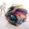 1pc Colorful Dragons Amidst Lush Flowers and Intricate Patterns Automatic Opening/Closing Umbrella with Portable Tri-Fold Design, 8-Bone Iron Fra